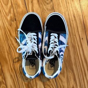 Vans Black and Blue Tie-Dye Sneakers Size 5.5 men